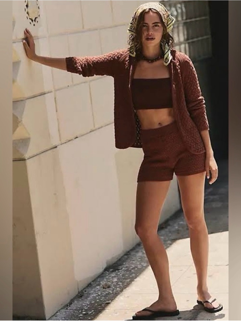 Free-est Sweater Shorts set knit cotton